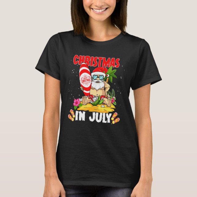 Camiseta Natal Em Julho Santa Claus Beach Verão 1 (Frente)
