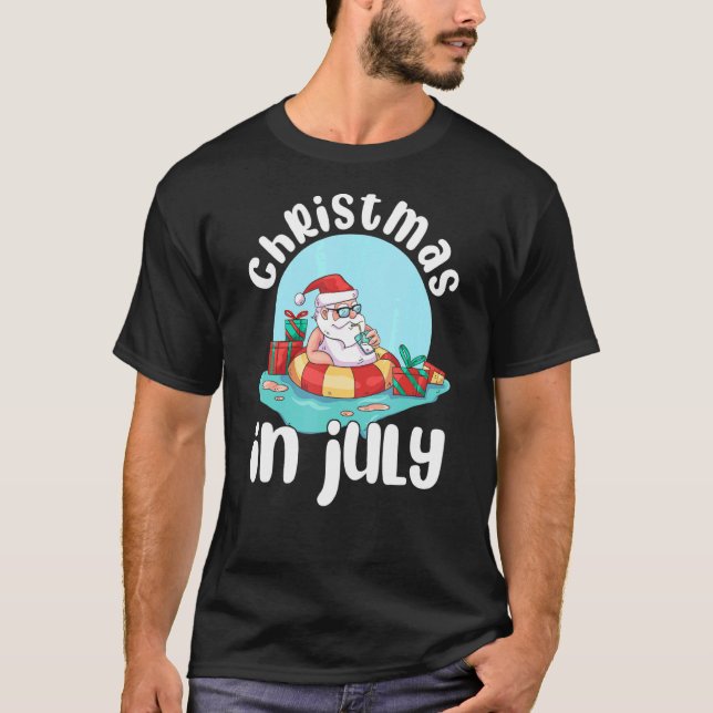 Camiseta Natal Em Julho Santa Claus Summer Uncorn Float (Frente)