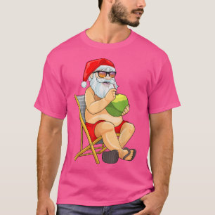 Camiseta Natal Em Julho Santa Claus Tropical Summer Beac