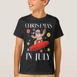 Camiseta Natal Em Julho Santa Engraçado Surfando Verão Surf