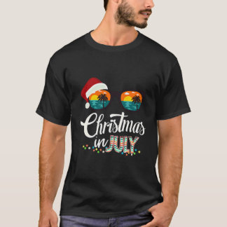 Camiseta Natal Em Julho Santa Hábitos Óculos De Verão
