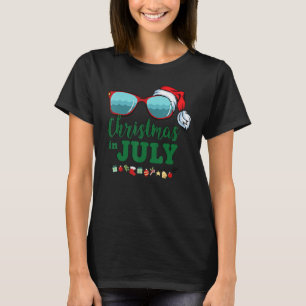 Camiseta Natal Em Julho Santa Hábitos Sunglass Verão Vaca
