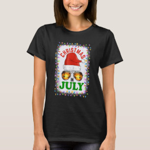 Camiseta Natal Em Julho Santa Hábitos Sunglass Verão Vaca