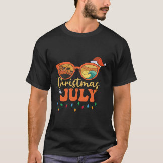 Camiseta Natal Em Julho Santa Hábitos Sunglass Verão Vaca