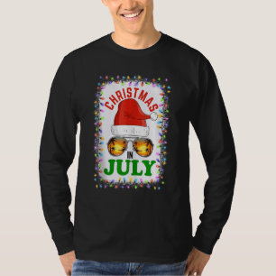 Camiseta Natal Em Julho Santa Hábitos Sunglass Verão Vaca