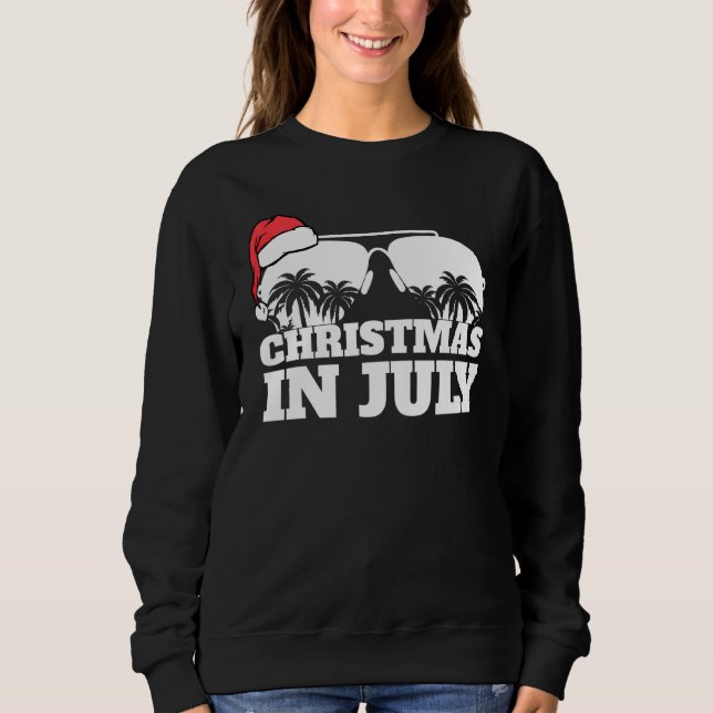Camiseta Natal Em Julho Santa Hat E Óculos De Sol (Frente)