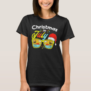 Camiseta Natal em julho Santa Hat Óculos de sol Verão Cele