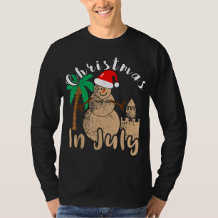 Camiseta Natal Em Julho Snowman Sand Castle Palm Tree Sa