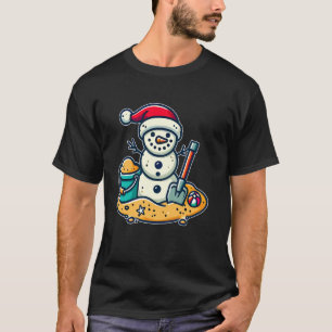 Camiseta Natal Em Julho Snowman Santa Hat Shovel Xm