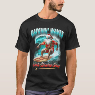 Camiseta Natal Em Julho Surfando Papai Noel Pegando Ondas R