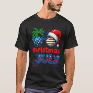 Camiseta Natal Em Julho Verão Praia Havaí Santa EUA Fl