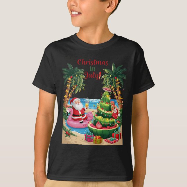Camiseta Natal Em Julho Watermelon Xmas Tree Papais noeis B (Frente)
