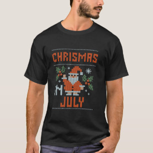 Camiseta Natal em julho XMas Retro Pixel Art Papai Noel