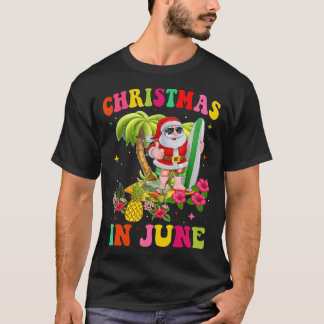 Camiseta Natal Em Junho Papais noeis Engraçados Flamingo Su