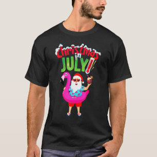 Camiseta Natal Em Papais noeis De Julho Flamingo Summer B N