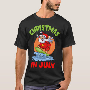Camiseta Natal Em Papais noeis De Julho Surfando O Garoto T