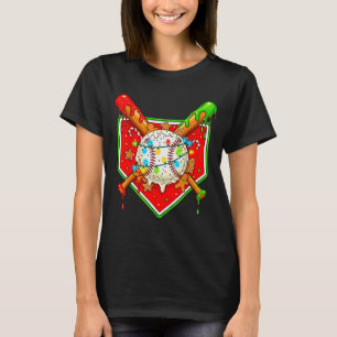 Camiseta Natal engraçado de beisebol sorvete gotejamento ho