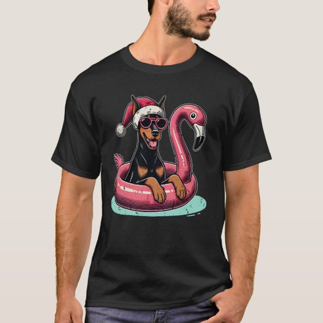 Camiseta Natal engraçado em julho Doberman Cachorro Papai N (Frente)