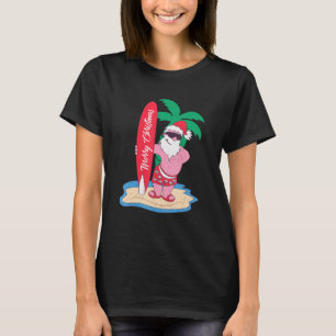 Camiseta Natal Engraçado Em Julho Papai Noel Surfando No