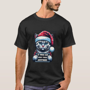 Camiseta Natal engraçado, gato malvado, Papai Noel, xma