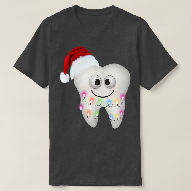 Camiseta Natal Engraçado Higienista Dental Santa Hat (Frente do Design)