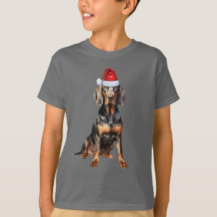 Camiseta Natal engraçado para amantes de cães Black Tan Coo