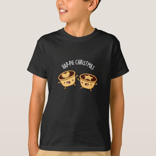Camiseta Natal Engraçado Pie Pun Dark BG (Frente)