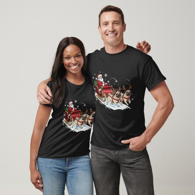 Camiseta Natal Engraçado Pug Cães Amante Natal (Unissex)