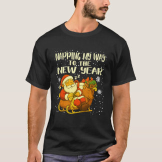 Camiseta Natal engraçado Santa dormindo Ano Novou2019s para