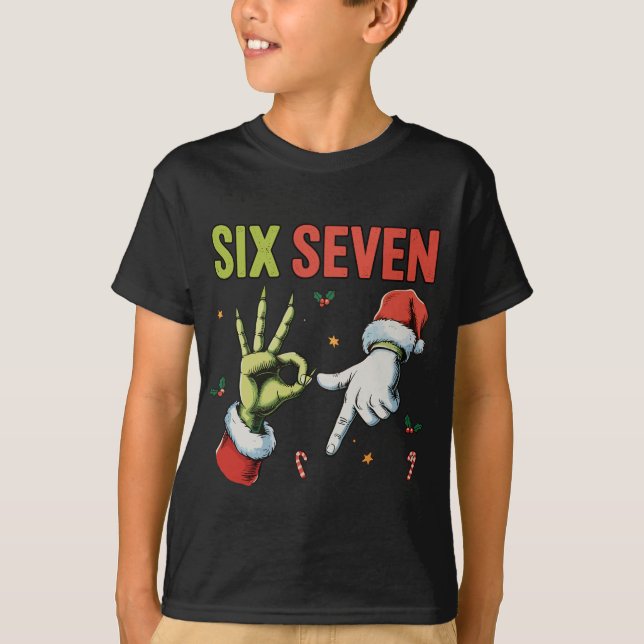 Camiseta Natal Engraçado Six Seven 6 7 Meme Xmas C (Frente)