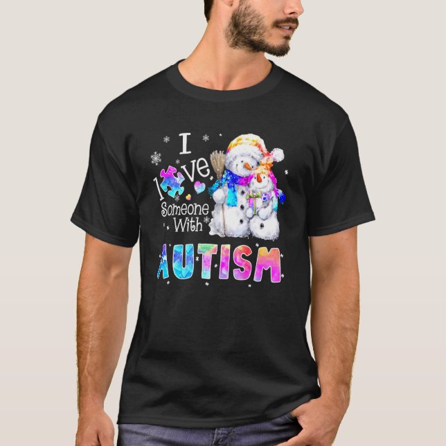 Camiseta Natal Eu Amo Alguém Com Suporte à Conscientização  (Frente)