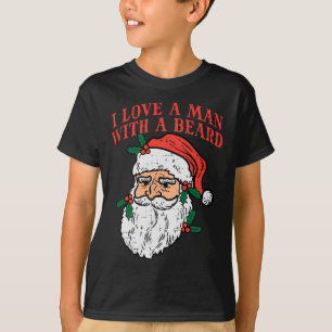 Camiseta Natal Eu Amo Homem Com Barba Papai Noel Divertido