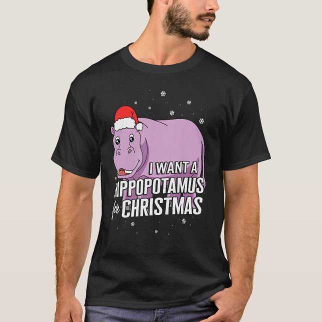 Camiseta Natal Eu Quero Um Hippopotamus Para A Boneca De Na (Frente)