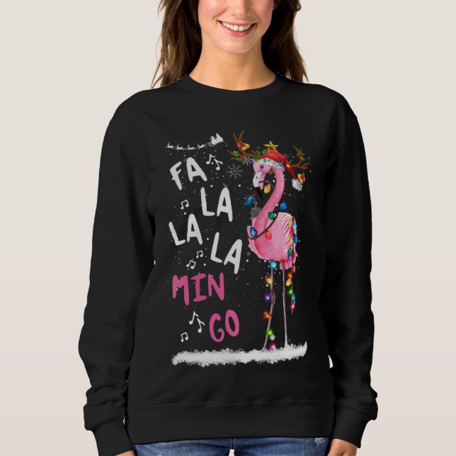 Camiseta Natal Fa La Mingo Flamingo Com Natal (Frente)