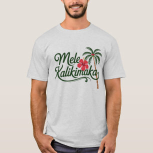 Camiseta Natal Família Mele Kalikimaka Praia do Havaí