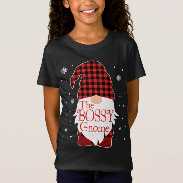 Camiseta Natal Família Pajama Presente Bossy Gnomo Buffalo  (Frente)