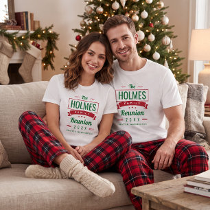 Camiseta Natal Familiar Combinando Retro Moderno