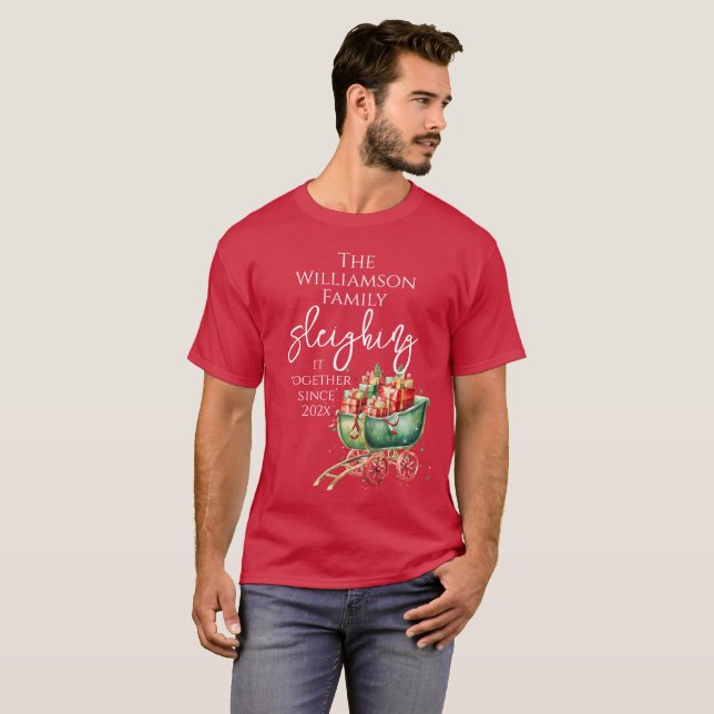 Camiseta Natal Familiar Sleighit Juntos (Frente Completa)
