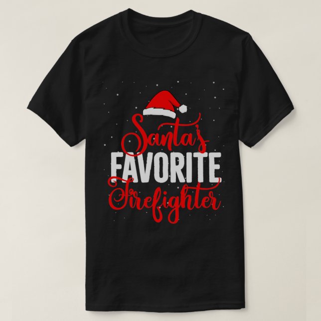 Camiseta Natal favorito do Bombeiro Bombeiro (Frente do Design)