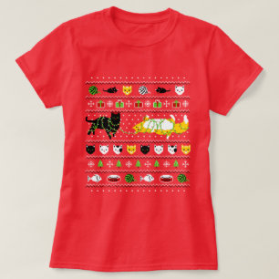 Camiseta Natal feio da camisola do gato