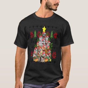 Camiseta Natal feio do gato de Natal da árvore das mulheres