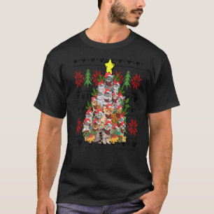 Camiseta Natal feio do gato do Natal da árvore de Natal das