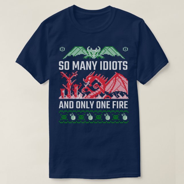Camiseta Natal Feio Tantos Idiotas Dragão (Frente do Design)