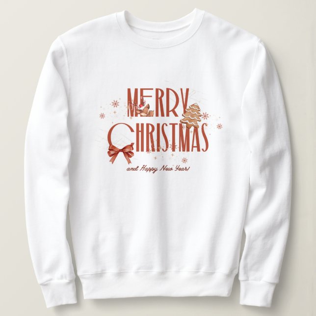 Camiseta natal, feliz e brilhante, feliz, moderno, típico (Frente do Design)