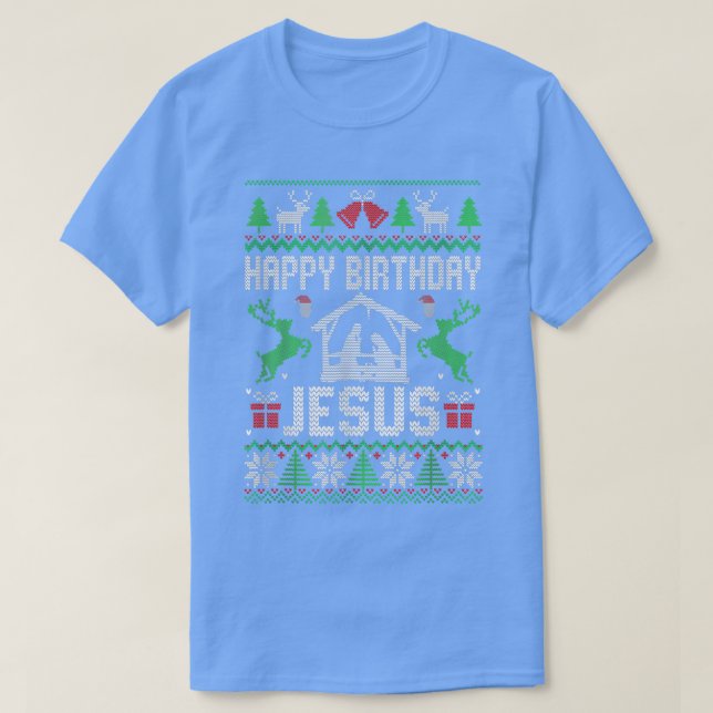 Camiseta Natal Feliz Feriado de Aniversário Feio (Frente do Design)