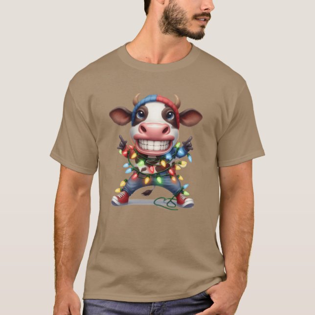 Camiseta Natal Feliz Natal Para Vaca De Natal Com Presente (Frente)