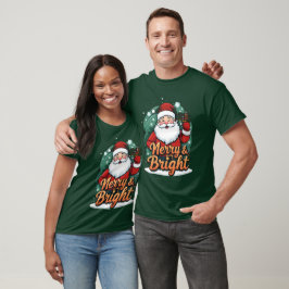 Camiseta Natal - "Felizes e Papais noeis Brilhantes"