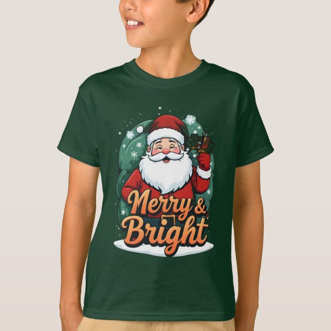 Camiseta Natal - "Felizes e Papais noeis Brilhantes" (Frente)