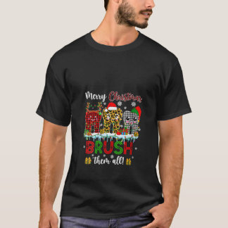 Camiseta Natal Feminino Alegre Escove Todos Plaid Leopardo 