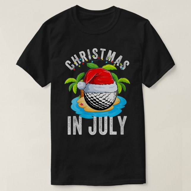 Camiseta Natal feminino na Cimeira de Golfe Ball Santa Hat  (Frente do Design)